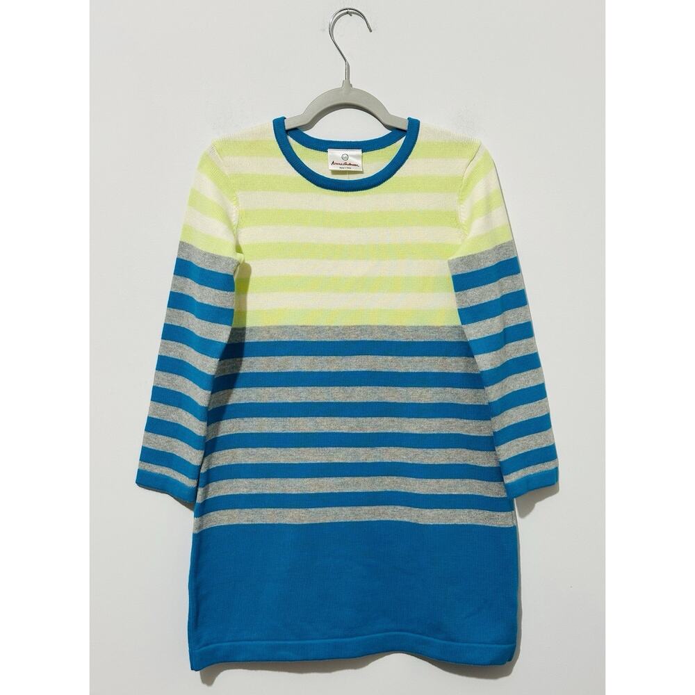 Hanna Andersson Yellow, Blue & Gray Striped Knit Dress